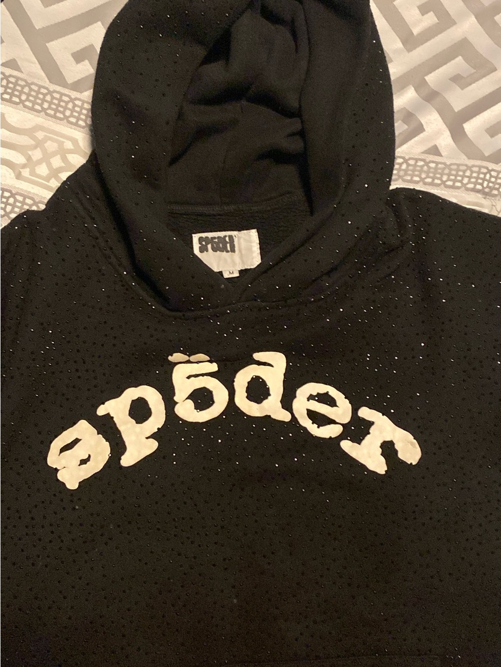 Black spider hoodie with rhinestone and tags size m